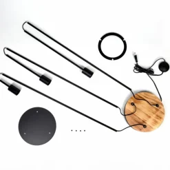 Limmingen Lampadaire Bois foncé, Noir, 3 lumières
