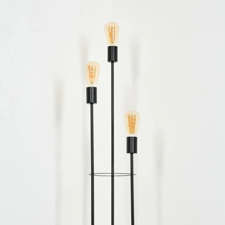 Limmingen Lampadaire Bois foncé, Noir, 3 lumières