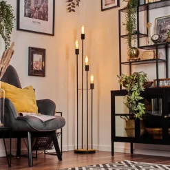 Limmingen Lampadaire Bois clair, Noir, 4 lumières