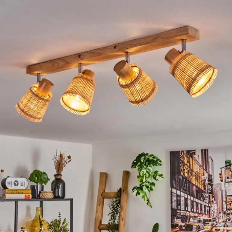 Lindberg Plafonnier Chrome, Brun clair, 4 lumières
