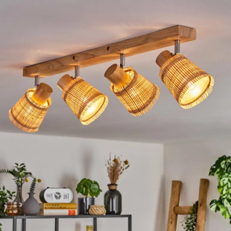 Lindberg Plafonnier Chrome, Brun clair, 4 lumières