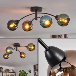 Linneryd Plafonnier, Boule lumineuse Noir, 4 lumières