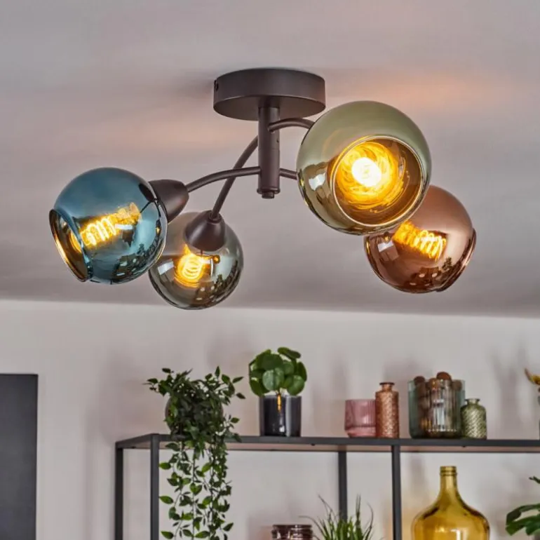 Linneryd Plafonnier, Boule lumineuse Noir, 4 lumières