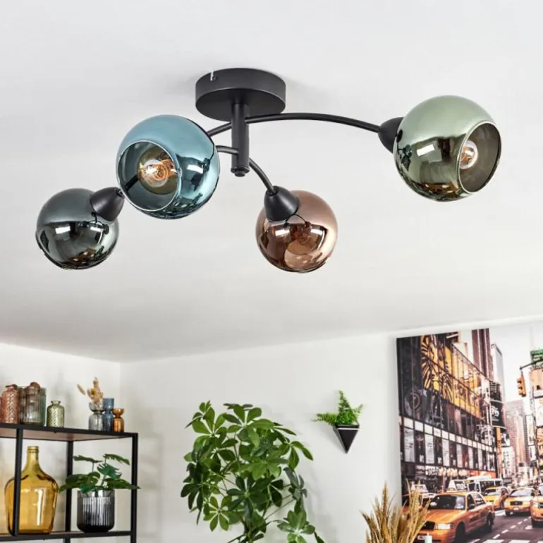 Linneryd Plafonnier, Boule lumineuse Noir, 4 lumières