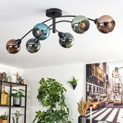 Linneryd Plafonnier, Boule lumineuse Noir, 6 lumières
