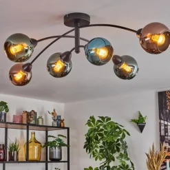 Linneryd Plafonnier, Boule lumineuse Noir, 6 lumières