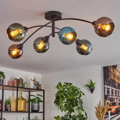 Linneryd Plafonnier, Boule lumineuse Noir, 6 lumières