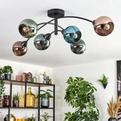 Linneryd Plafonnier, Boule lumineuse Noir, 6 lumières