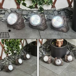 Lot de 3 lampes solaires Sameo LED Brun, 4 lumières