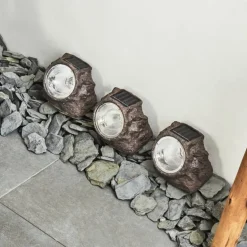 Lot de 3 lampes solaires Sameo LED Brun, 4 lumières