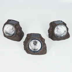 Lot de 3 lampes solaires Sameo LED Brun, 4 lumières