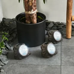 Lot de 3 lampes solaires Sameo LED Brun, 4 lumières