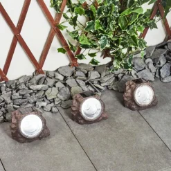 Lot de 3 lampes solaires Sameo LED Brun, 4 lumières