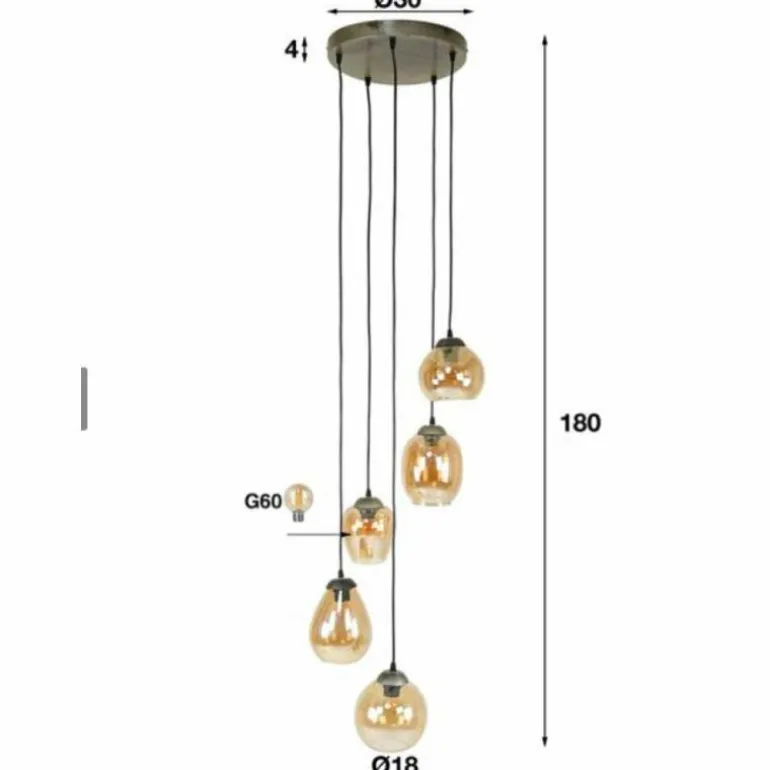 lustre Balanka Anthracite, 5 lumières