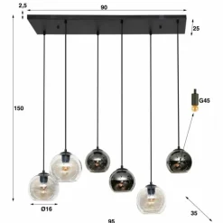 lustre Bicolore Anthracite, 7 lumières
