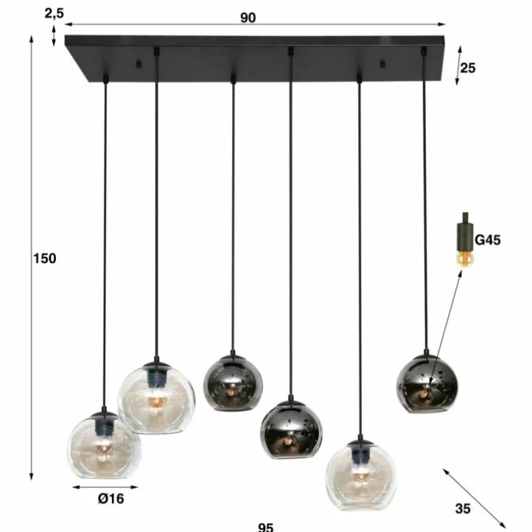 lustre Bicolore Anthracite, 7 lumières