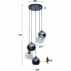 lustre Bicolore Anthracite, 5 lumières