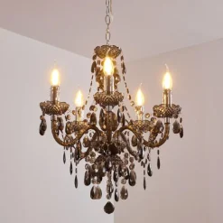 Lustre Delhi Noir, Transparent, 5 lumières