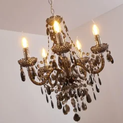 Lustre Delhi Noir, Transparent, 5 lumières