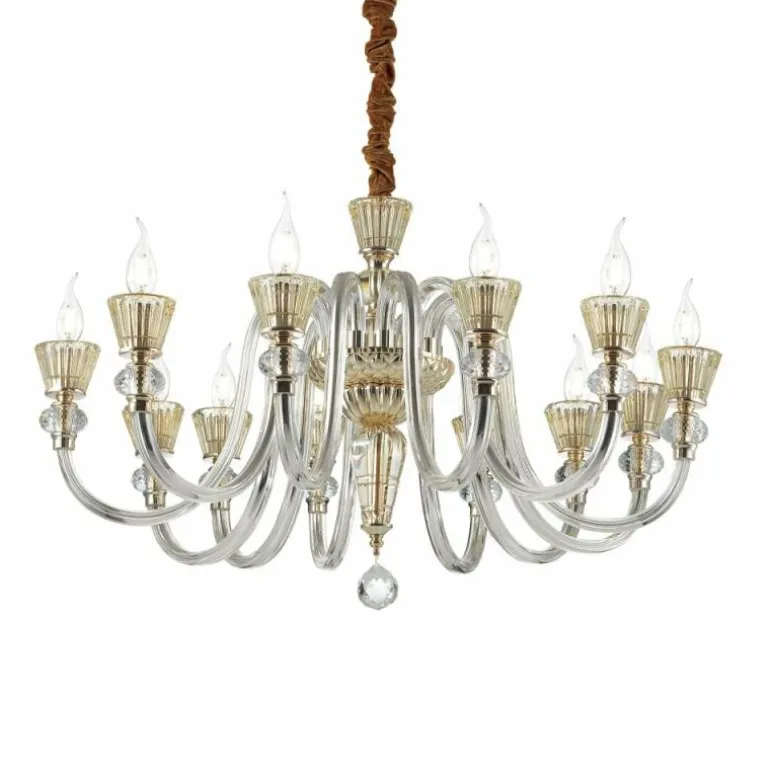 Lustre Ideal Lux STRAUSS Or, 12 lumières