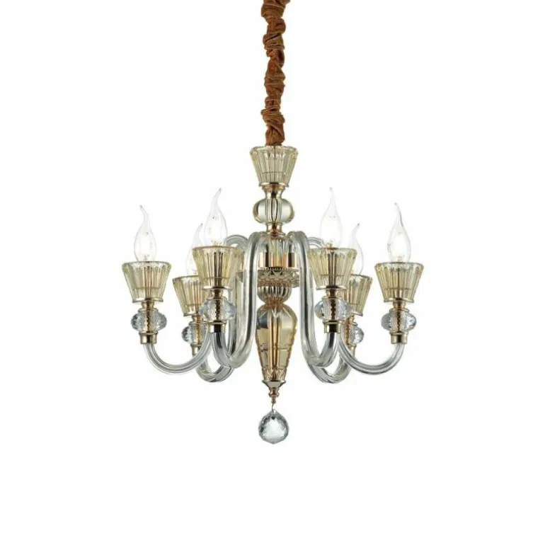 Lustre Ideal Lux STRAUSS Or, 6 lumières