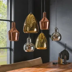 lustre Tricolore Noir, 6 lumières