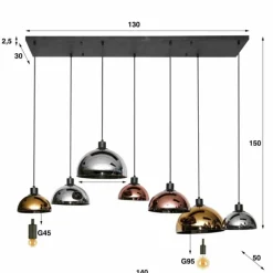 lustre Tricolore Noir, 7 lumières
