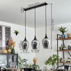 Lutarp Suspension, Suspension Noir, 3 lumières