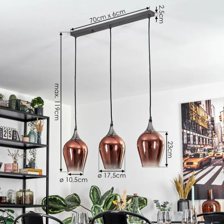 Lutarp Suspension, Suspension Chrome, Noir, 3 lumières