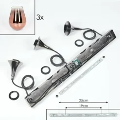 Lutarp Suspension, Suspension Chrome, Noir, 3 lumières