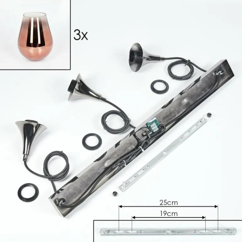 Lutarp Suspension, Suspension Chrome, Noir, 3 lumières