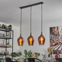 Lutarp Suspension, Suspension Chrome, Noir, 3 lumières