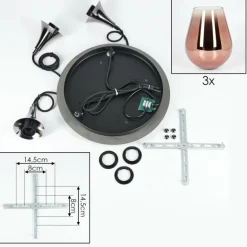 Lutarp Suspension, Suspension Chrome, Noir, 3 lumières