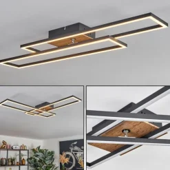 Macos Plafonnier, Spot de plafond LED Brun, Couleur bois, Noir, 1 lumière