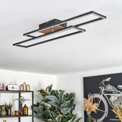 Macos Plafonnier, Spot de plafond LED Brun, Couleur bois, Noir, 1 lumière