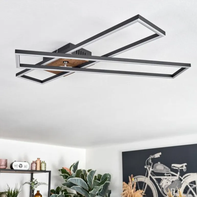 Macos Plafonnier, Spot de plafond LED Brun, Couleur bois, Noir, 1 lumière