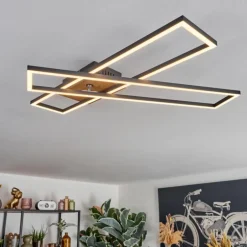 Macos Plafonnier, Spot de plafond LED Brun, Couleur bois, Noir, 1 lumière