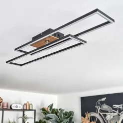 Macos Plafonnier, Spot de plafond LED Brun, Couleur bois, Noir, 1 lumière