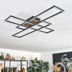 Macos Plafonnier, Spot de plafond LED Brun, Couleur bois, Noir, 1 lumière