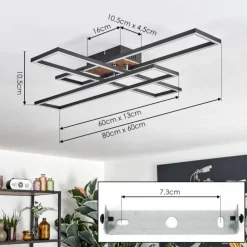 Macos Plafonnier, Spot de plafond LED Brun, Couleur bois, Noir, 1 lumière