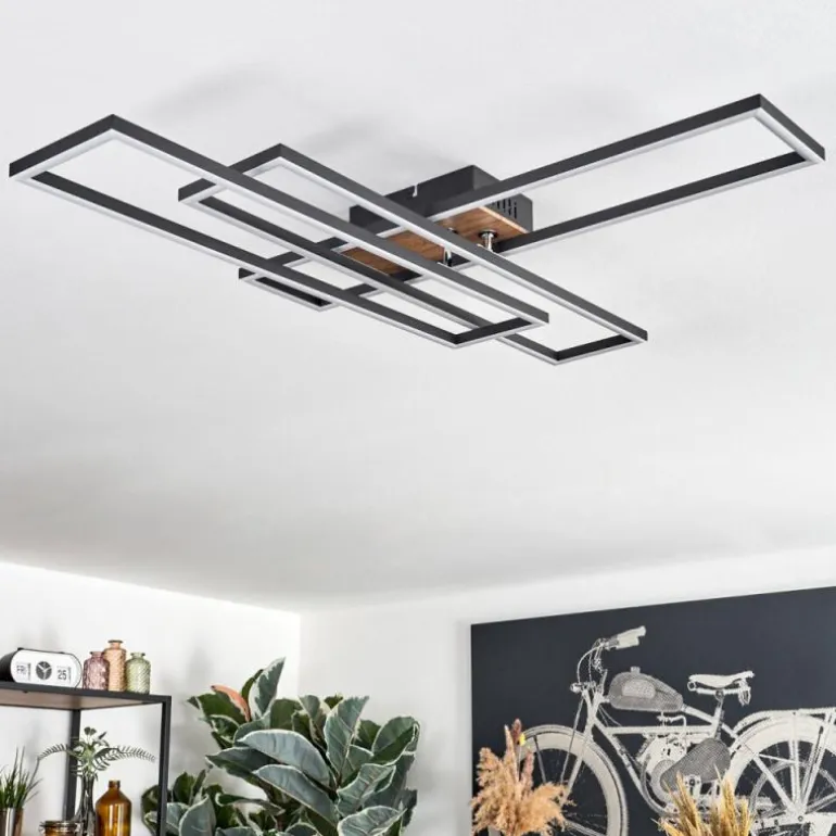 Macos Plafonnier, Spot de plafond LED Brun, Couleur bois, Noir, 1 lumière