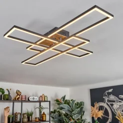 Macos Plafonnier, Spot de plafond LED Brun, Couleur bois, Noir, 1 lumière