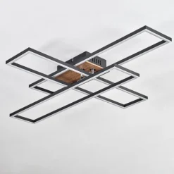 Macos Plafonnier, Spot de plafond LED Brun, Couleur bois, Noir, 1 lumière