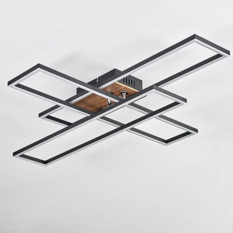Macos Plafonnier, Spot de plafond LED Brun, Couleur bois, Noir, 1 lumière