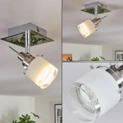 Maren Plafonnier, Spot de plafond LED Chrome, Nickel mat, 1 lumière