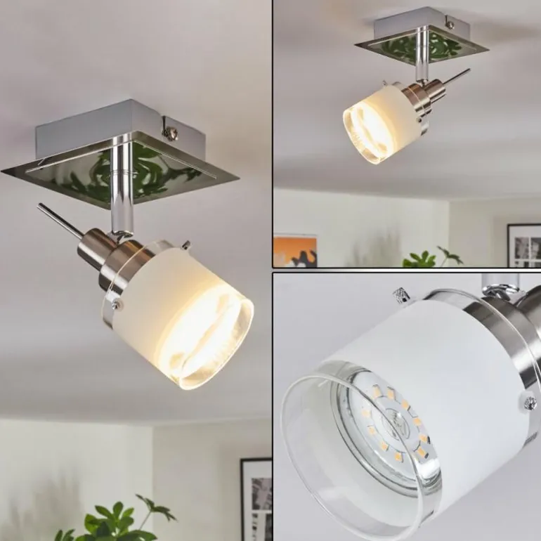 Maren Plafonnier, Spot de plafond LED Chrome, Nickel mat, 1 lumière