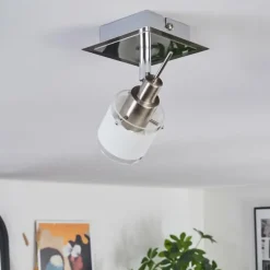 Maren Plafonnier, Spot de plafond LED Chrome, Nickel mat, 1 lumière