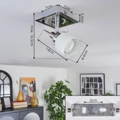 Maren Plafonnier, Spot de plafond LED Chrome, Nickel mat, 1 lumière