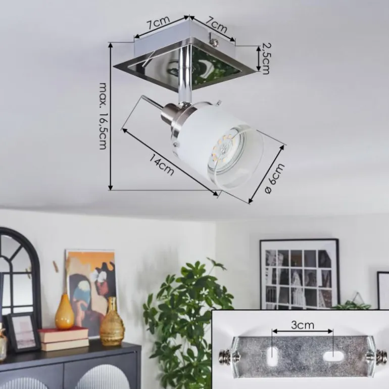 Maren Plafonnier, Spot de plafond LED Chrome, Nickel mat, 1 lumière