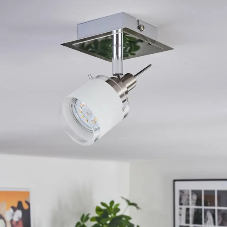 Maren Plafonnier, Spot de plafond LED Chrome, Nickel mat, 1 lumière